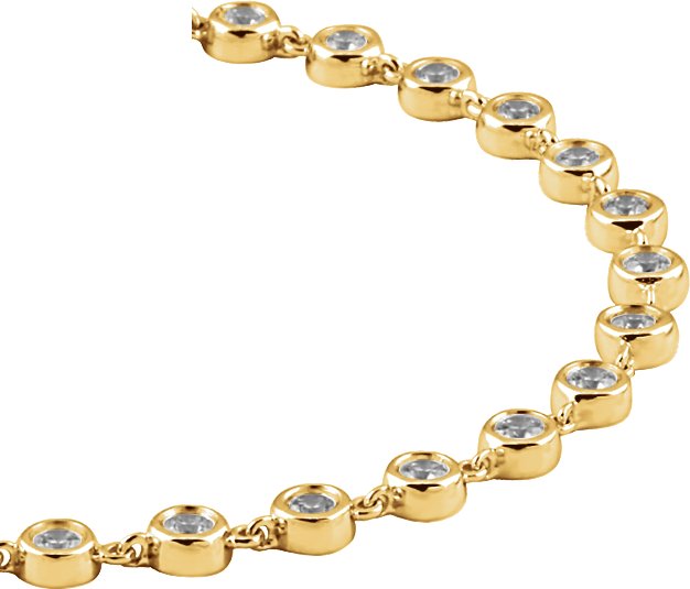 14K Gold Round Natural Diamond Bezel-Set Line Bracelet – 2.5mm Stones - view 5