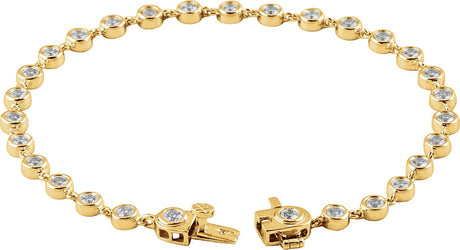 14K Gold Round Natural Diamond Bezel-Set Line Bracelet – 2.5mm Stones - view 2
