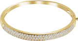 14K Gold Round Natural Diamond Pavé Bangle Bracelet - Yellow Gold