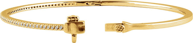 14K Gold Round Natural Diamond Pavé-Style Bangle Bracelet – 1.3mm Stones - Yellow Gold - view 2