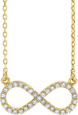 14K Gold Round Natural Diamond Infinity Necklace - Yellow Gold