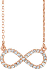 14K Gold Round Natural Diamond Infinity Necklace - Rose Gold