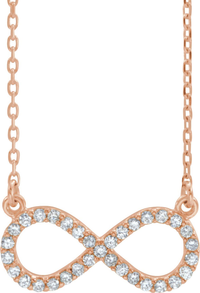 14K Gold Round Natural Diamond Infinity Necklace - Rose Gold