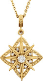 14K Gold Round Natural Diamond Vintage-Inspired Necklace or Pendant – 1/6 CTW