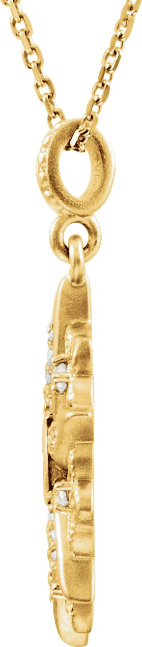 14K Gold Round Natural Diamond Vintage-Inspired Necklace or Pendant - view 2