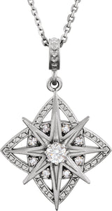 14K Gold Round Natural Diamond Vintage-Inspired Necklace or Pendant – 1/6 CTW - view 3
