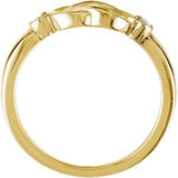 14K Gold Round Natural Diamond Accented Knot Ring – 2mm Stones - Yellow Gold - view 2