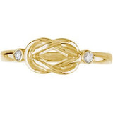 14K Gold Round Natural Diamond Accented Knot Ring – 2mm Stones - Yellow Gold - view 3