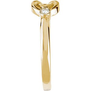 14K Gold Round Natural Diamond Accented Knot Ring – 2mm Stones - Yellow Gold - view 4