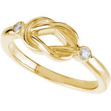 14K Gold Round Natural Diamond Accented Knot Ring – 2mm Stones - Yellow Gold - view 5