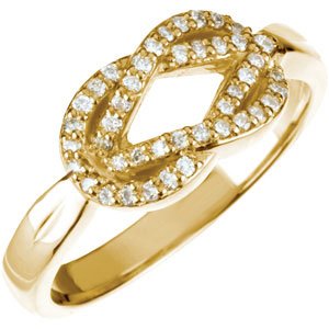 14K Gold Round Natural Diamond Accented Knot Ring III - Yellow Gold