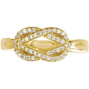14K Gold Round Natural Diamond Accented Knot Ring III - Yellow Gold - view 3