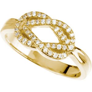 14K Gold Round Natural Diamond Accented Knot Ring III - Yellow Gold - view 5