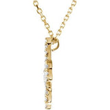 14K Gold Round Natural Diamond Fleur-de-Lis Necklace - Yellow Gold - view 2