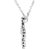 14K Gold Natural Black Diamond Fleur-de-lis Necklace - White Gold - view 2