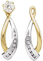 14K Gold Natural Diamond Accented Earring Jackets III - Two-Tone