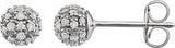 14K Gold Natural Diamond Cluster Ball Stud Earrings