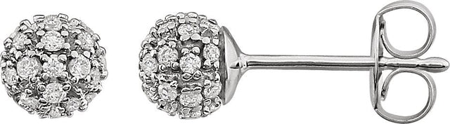 14K Gold Natural Diamond Cluster Ball Stud Earrings