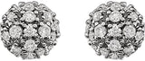 14K Gold Natural Diamond Cluster Ball Stud Earrings - view 2