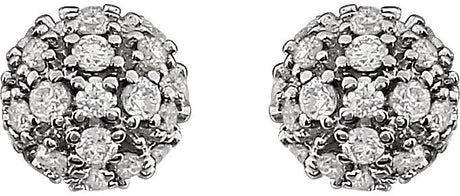 14K Gold Natural Diamond Cluster Ball Stud Earrings - view 2
