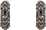 14K Gold Round Natural Black Diamond Pavé-Style Hoop Earrings - view 2