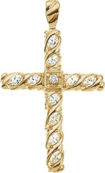 14K Gold Round Natural Diamond Cross Pendant – 3/4 CTW - White Gold