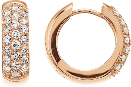 14K Gold Round Lab-Grown Diamond Pavé-Style Hoop Earrings - Rose Gold
