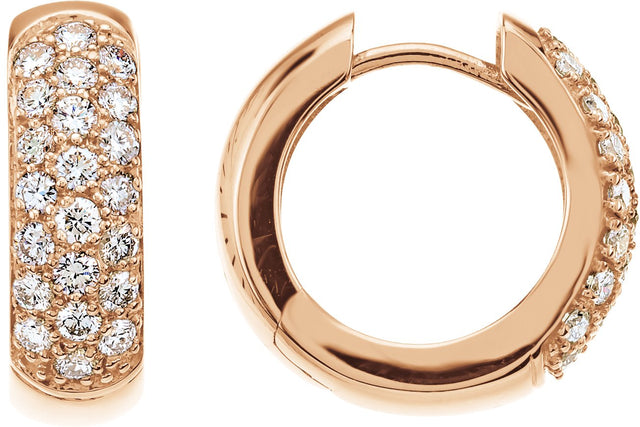 14K Gold Round Lab-Grown Diamond Pavé-Style Hoop Earrings - Rose Gold