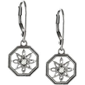 14K Gold Round Natural Diamond Granulated Filigree Earrings – 1.7mm Stones - view 2