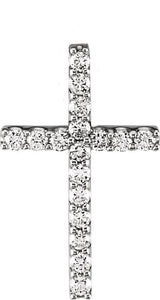 Platinum Round Natural Diamond Petite Cross Necklace or Pendant – up to 1/2 CTW