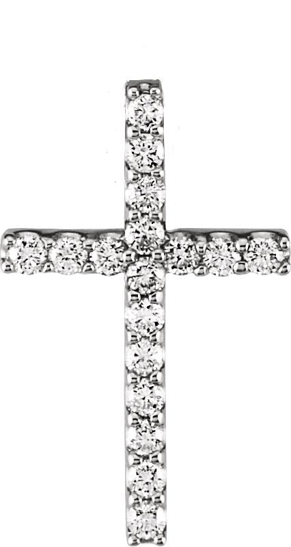 Platinum Round Natural Diamond Petite Cross Necklace or Pendant – up to 1/2 CTW