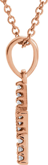 14K Gold Round Natural Diamond Accented Petite Star Necklace - Rose Gold - view 2