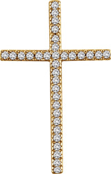 14K Gold Round Natural Diamond Cross Pendant – up to 1/4 CTW - Yellow Gold