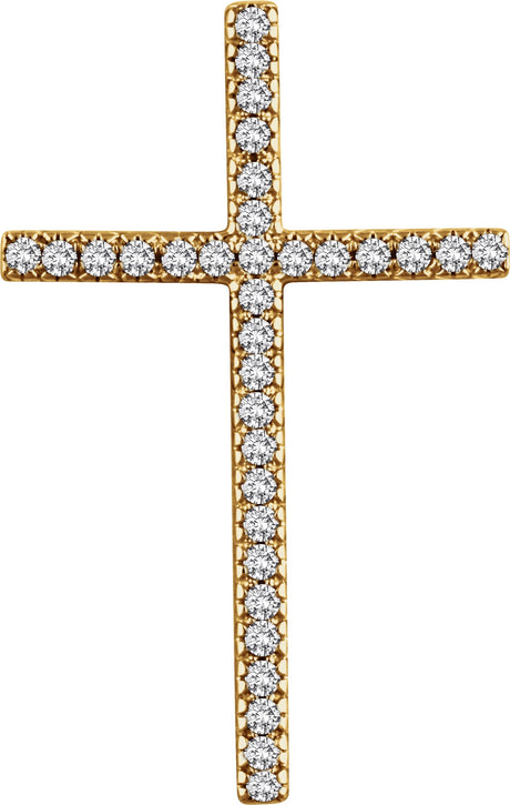 14K Gold Round Natural Diamond Cross Pendant – up to 1/4 CTW - Yellow Gold