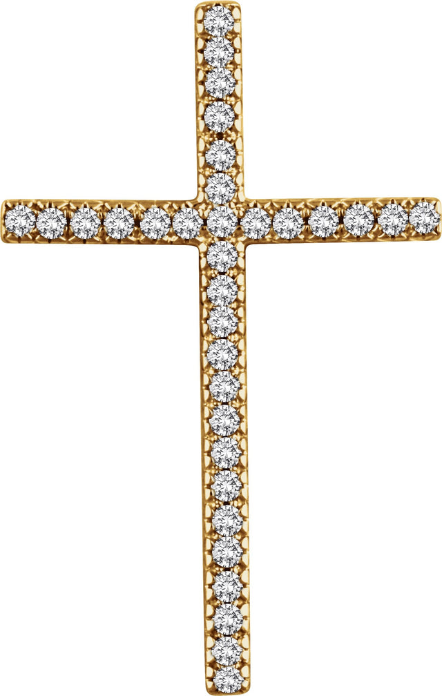 14K Gold Round Natural Diamond Cross Pendant – up to 1/4 CTW - Yellow Gold