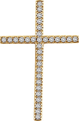 14K Gold Round Natural Diamond Cross Pendant – up to 1/4 CTW - Yellow Gold