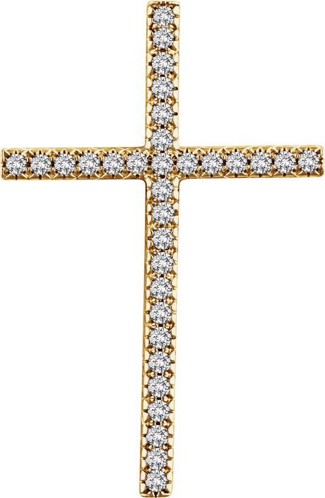 14K Gold Round Natural Diamond Cross Pendant – up to 1/4 CTW - Yellow Gold