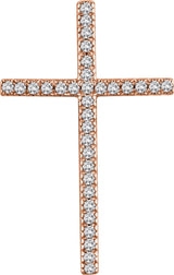 14K Gold Round Natural Diamond Cross Pendant – up to 1/4 CTW - Rose Gold