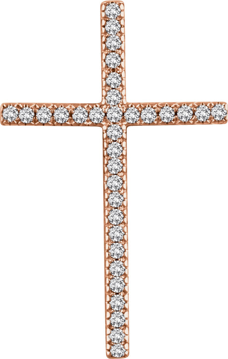 14K Gold Round Natural Diamond Cross Pendant – up to 1/4 CTW - Rose Gold