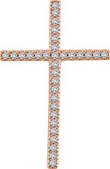 14K Gold Round Natural Diamond Cross Pendant – up to 1/4 CTW - Rose Gold