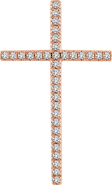 14K Gold Round Natural Diamond Cross Pendant – up to 1/4 CTW - Rose Gold