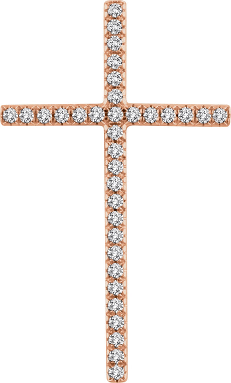 14K Gold Round Natural Diamond Cross Pendant – up to 1/4 CTW - Rose Gold