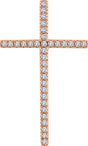 14K Gold Round Natural Diamond Cross Pendant – up to 1/4 CTW - Rose Gold