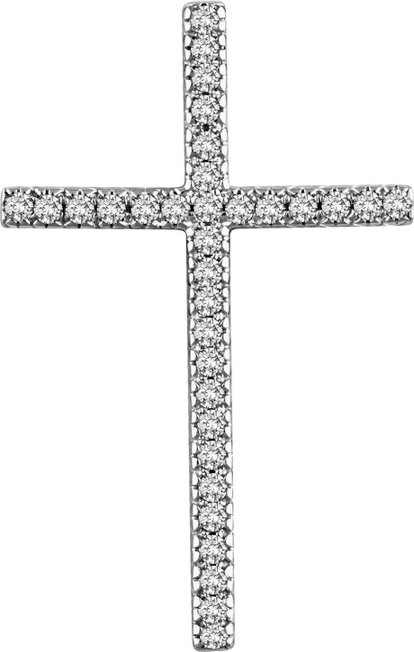 14K Gold Round Natural Diamond Cross Pendant – up to 1/4 CTW - White Gold