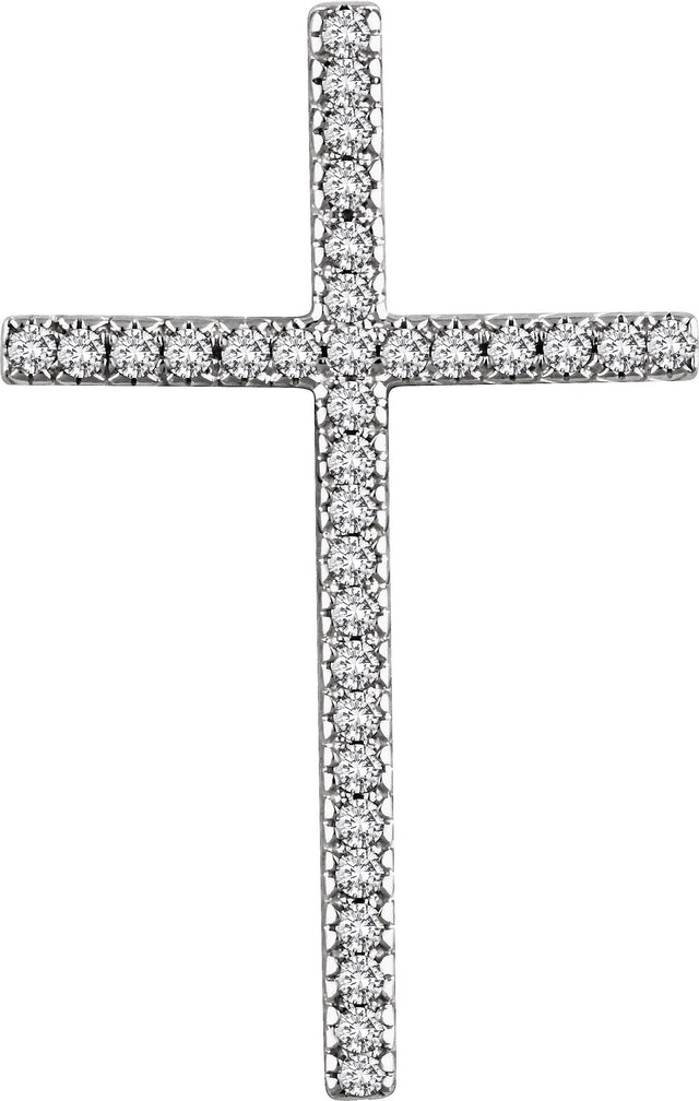 14K Gold Round Natural Diamond Cross Pendant – up to 1/4 CTW - White Gold