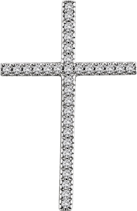 14K Gold Round Natural Diamond Cross Pendant – up to 1/4 CTW - White Gold