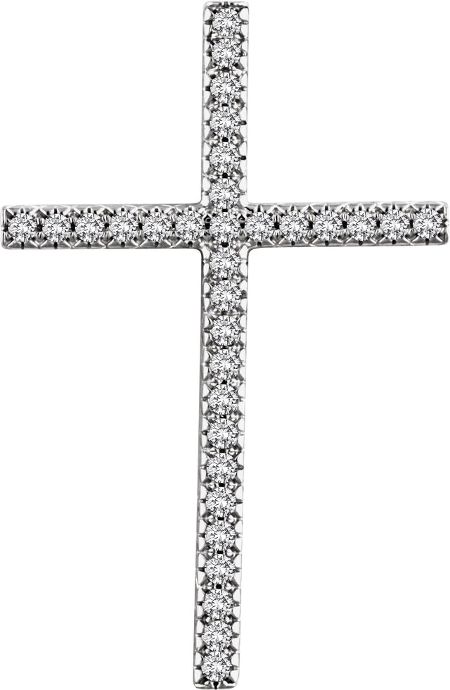 14K Gold Round Natural Diamond Cross Pendant – up to 1/4 CTW - White Gold