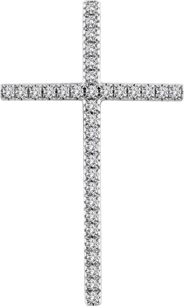 14K Gold Round Natural Diamond Cross Pendant – up to 1/4 CTW - White Gold - view 4