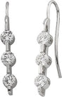 14K Gold Round Natural Diamond Three-Stone Bar Earrings