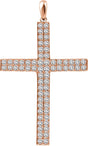 14K Gold Round Natural Diamond Cross Pendant II - Rose Gold